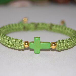 Cross Bracelet,Cross Drawstring Bracelet,Green Cross Bracelet, Friendship,Gift